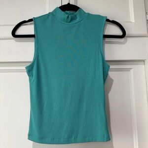 NWOT Express Ribbed Mock Neck Top Lagoon